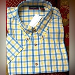 Saddlebred NWT 2XL Short Sleeve Button Down Front Pocket Plaid Shirt